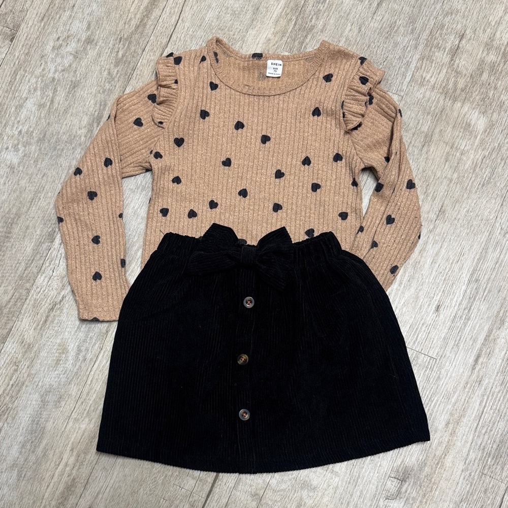SHEIN Tan and Black Kids Matching Set